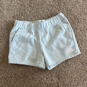 Girls Light Blue North Face Sweat Shorts